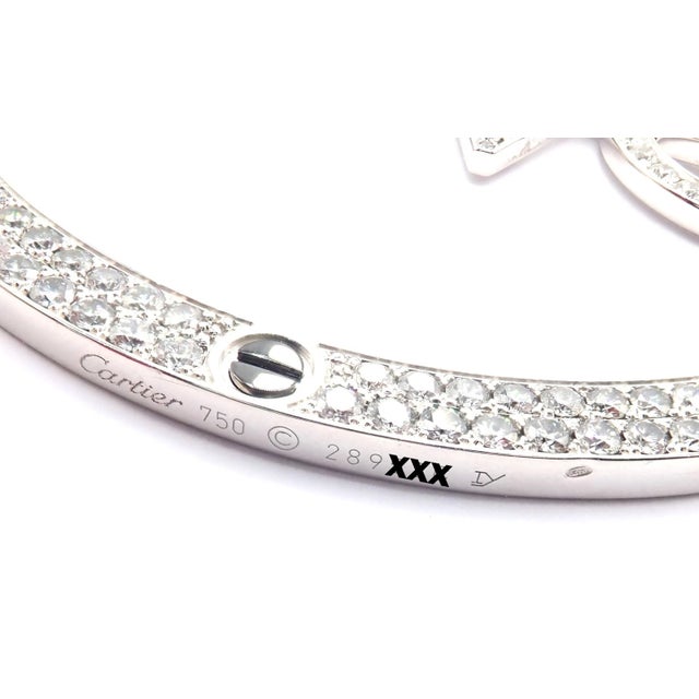 Silver Mid 20th Century Cartier White Gold Diamond Ceramic Large Love Pendant Necklace For Sale - Image 8 of 12