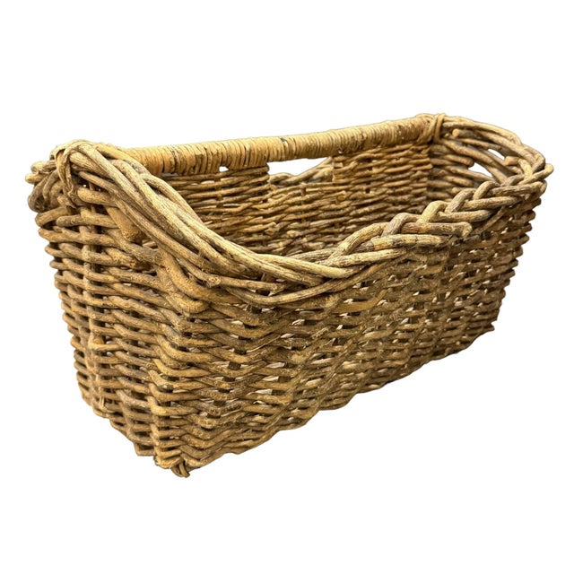 Farmhouse French Woven Wicker Garden Trug For Sale - Image 3 of 12