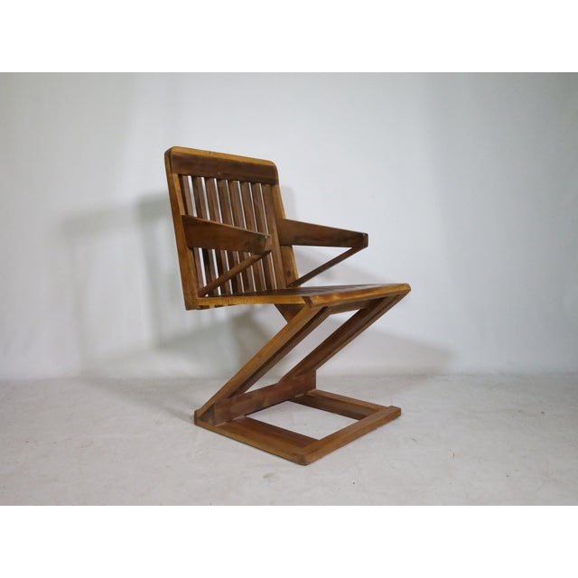 Vintage Wooden Zig Zag Chair, 1980s For Sale - Image 4 of 9