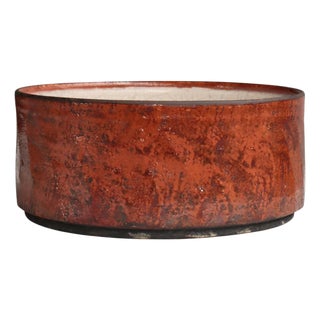 Large Scandinavian Modern Raku-Fired Stoneware Bowl by Inger Rokkjær, 2003 For Sale