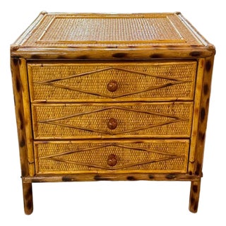 Vintage Crespi Manner Rattan Side Table For Sale