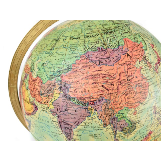 Blue Mid 20th Century Table Top Rotating Replogle World Nation Series Globe For Sale - Image 8 of 11