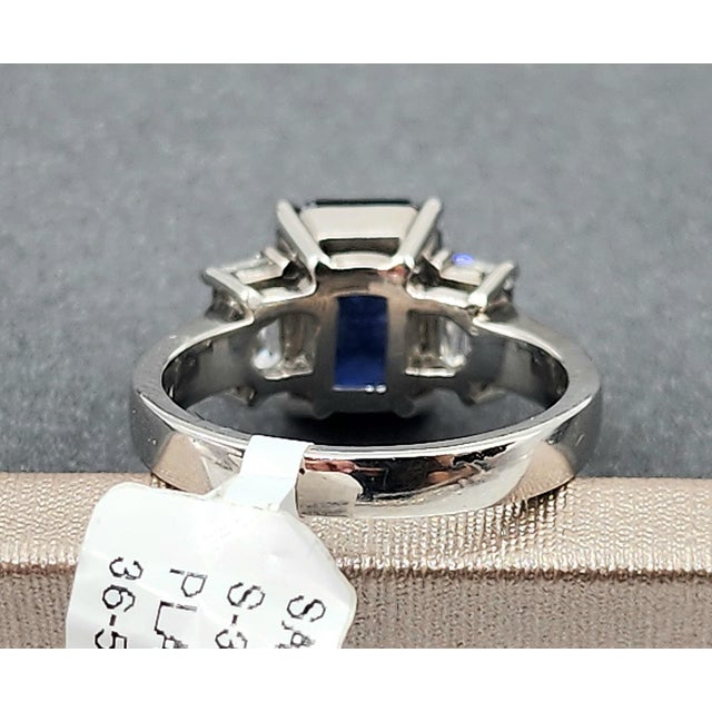 Blue 4.49 Ct Natural Sapphire & Diamond Ring Size 6.5 For Sale - Image 8 of 9