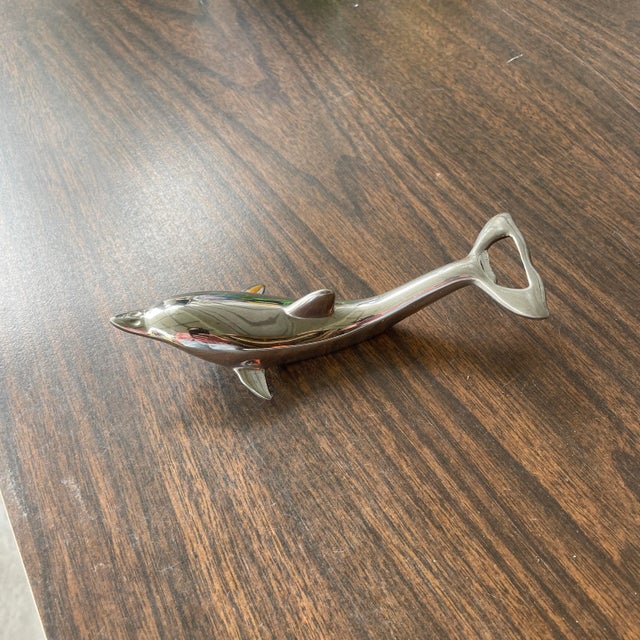 French Mid Century Silver Dolphin Bottle Opener For Sale - Image 3 of 9