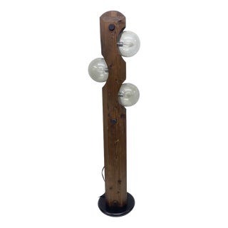 Floor Lamp in Wood and Glass from Temde, 1970s For Sale