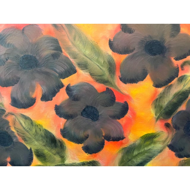 For a splash of light color, try this vintage botanical painting on for size. Purple flowers with a tangerine and rose...