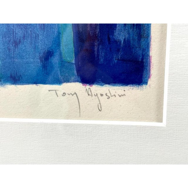 Tony Agostini, Bouquet with Blue Vase, Lithograph, Framed For Sale - Image 4 of 11