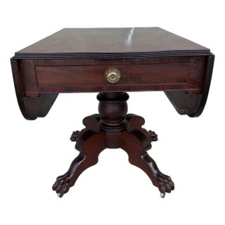 Antique Philadelphia Neo-Classical Mahogany Drop Leaf Breakfast Table, Stamped "h.w", Circa 1810s For Sale