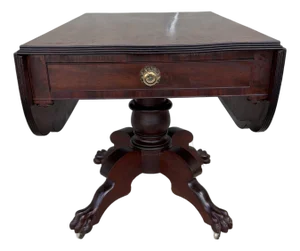 Antique Philadelphia Neo-Classical Mahogany Drop Leaf Breakfast Table, Stamped "h.w", Circa 1810s