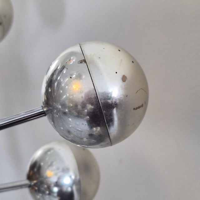 Vintage Sputnik Space Age Floor Lamp in Chrome Metal with Silver Globes, 1970s For Sale - Image 12 of 13