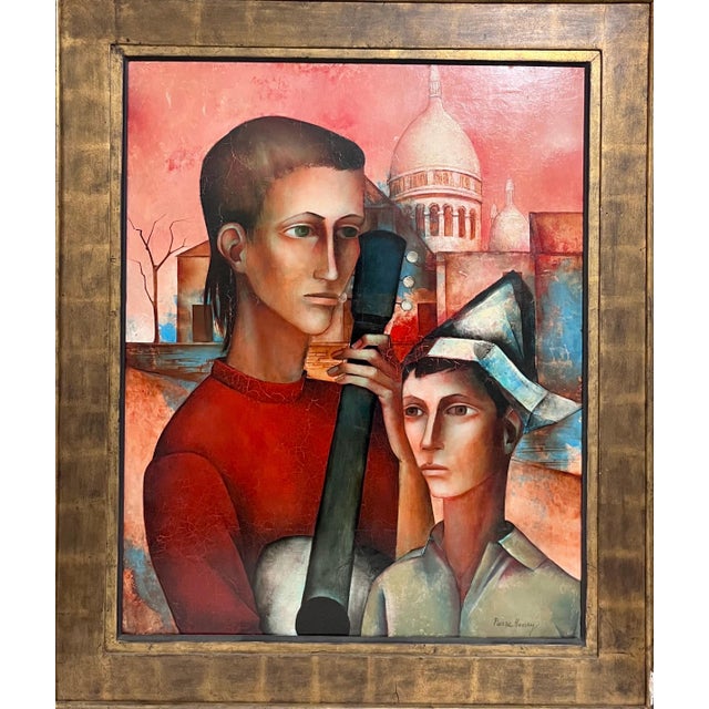 Pierre Henry, Large Surrealist French Expressionist Oil Painting Moody Boys Pierre Henry, c. 20th century For Sale