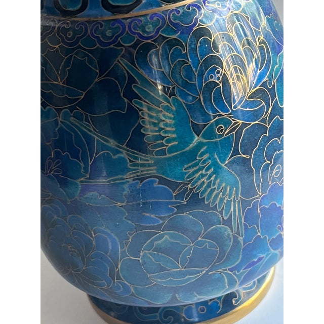 Vintage Blue Cloisonné Vase For Sale In Raleigh - Image 6 of 9