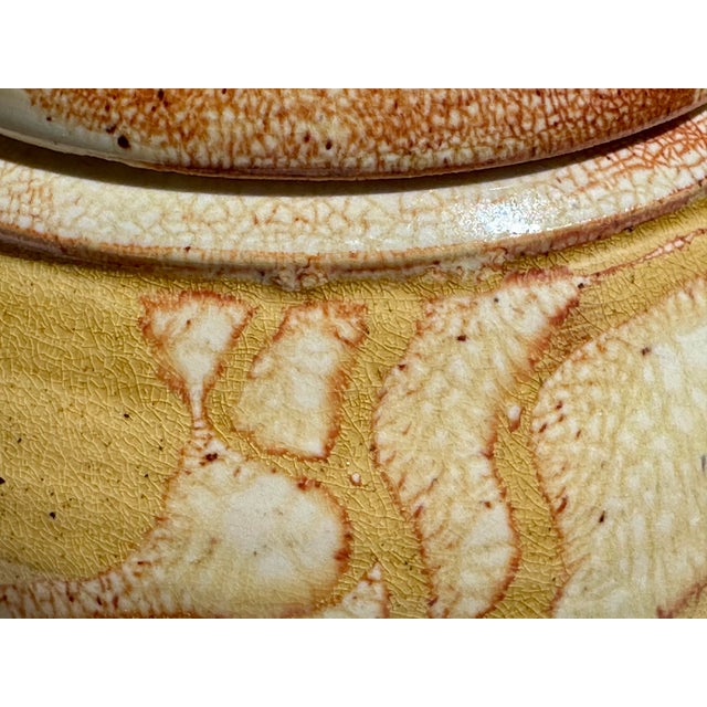Studio Ceramic Lidded Box with Shino-Inspired Flowing Glaze in Honey, Cream and Iron Red, Germany, 1970s For Sale - Image 6 of 16