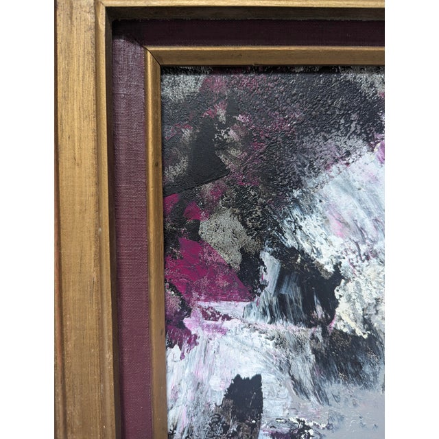 Wood Vintage Original Abstract Expressionist Painting Framed For Sale - Image 7 of 11