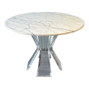1970s Vintage Lucite Dining Table With Italian Marble Top