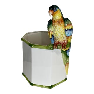 1960s Grosselle Style Italian Parrot Octagon Planter For Sale