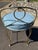 Hollywood Regency Vintage Mid-Century Hollywood Regency Brass Vanity Chair Stool - Pastel Blue Vinyl - George Koch Sons For Sale - Image 3 of 12