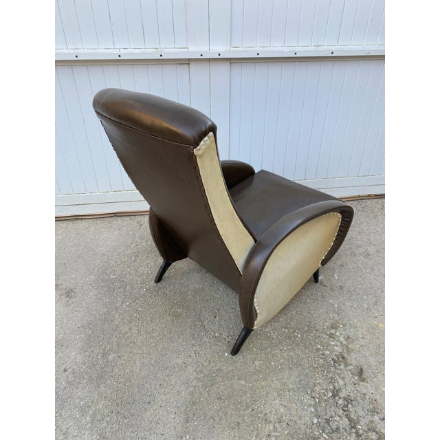 Set of Reclining Lounge Chair with Ottoman in Faux Leather, 1950s For Sale - Image 12 of 16