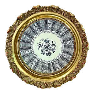 Vintage Framed Transferware Bird & Floral Plate