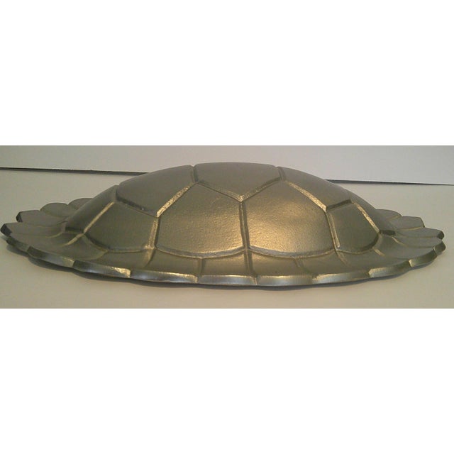 Coastal Vintage Style Silver Metal Tortoise Shell Wall Hanging Sculpture For Sale - Image 3 of 12