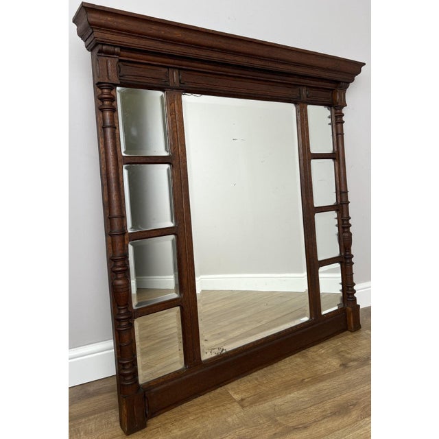 Antique French Oak Wall Mirrorin Bevelled Glass Wall Frame For Sale - Image 14 of 14