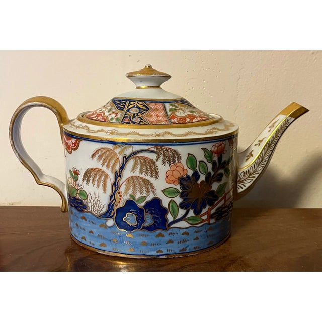Antique Early 19th Century Coalport Imari Porcelain Tea Pot in the Rock and Tree Pattern C. 1805 For Sale - Image 11 of 11