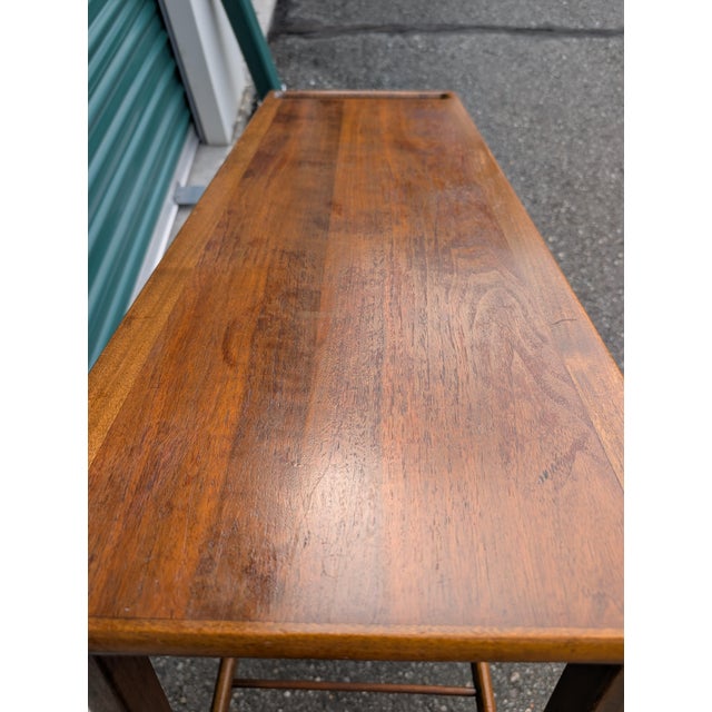 Mid Century Modern Wood Bar Cart Rolling Serving Trolley For Sale - Image 10 of 14