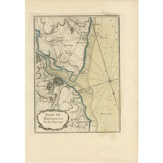 Antique Map of the Region of Boulogne-Sur-Mer by Bellin, 1764 For Sale