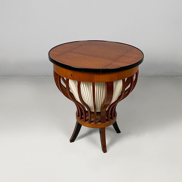 Italian 1860s-Style Wooden Coffee Table with Internal Fabric Storage, 1930s For Sale - Image 17 of 17