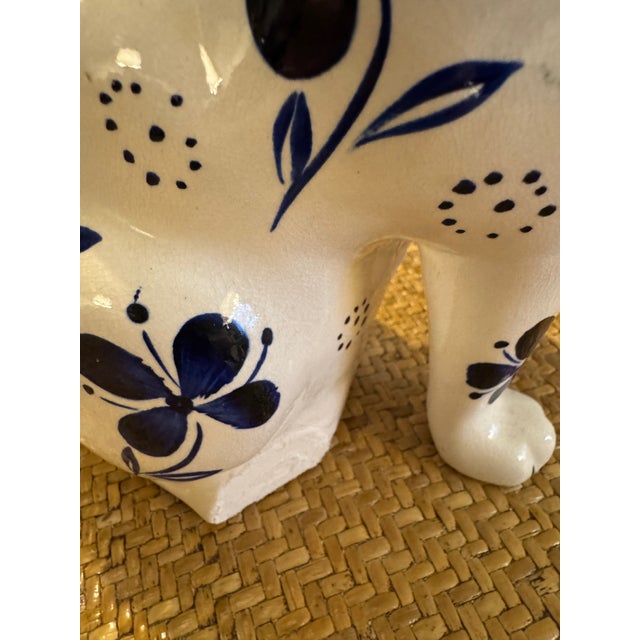 Early 20th Century Blue & White Faience Style Ceramic Cats- a Pair For Sale - Image 9 of 10