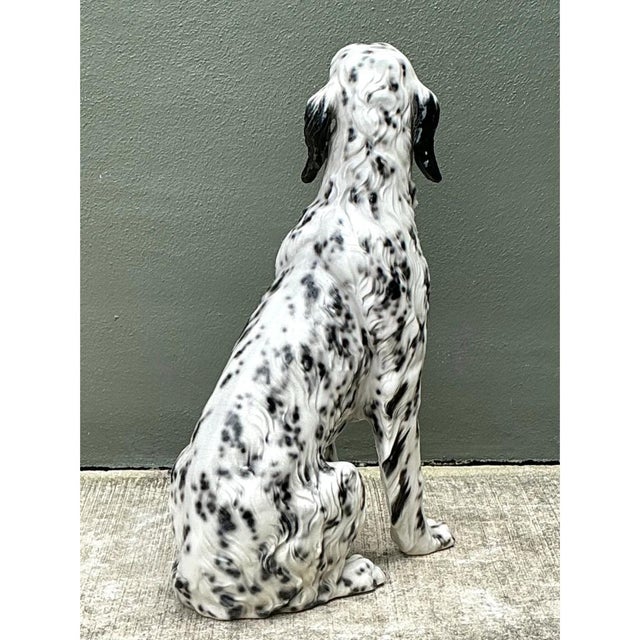Vintage Italian Black and White Glazed Ceramic Dog Statue For Sale - Image 4 of 12
