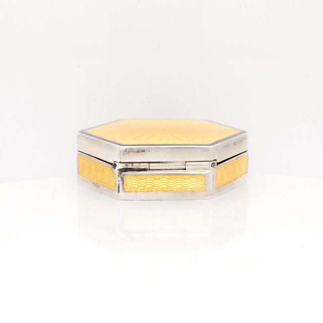 Antique Austrian Art Deco Guilloche Enamel & Sterling Silver Compact / Pill Box For Sale - Image 10 of 13