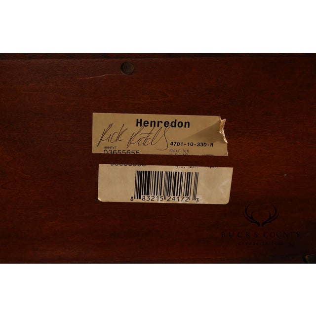 Henredon Mahogany Queen Bed with Tufted Upholstered Headboard For Sale - Image 13 of 18