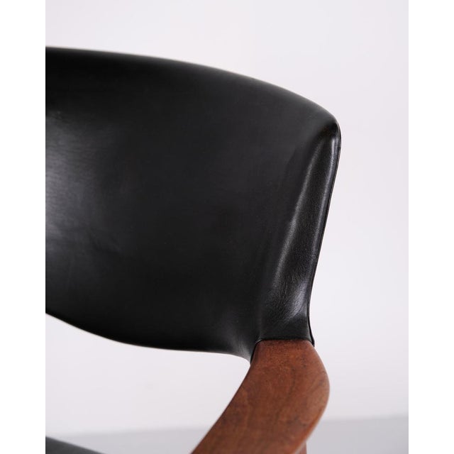 Black Model 43 Armchair in Teak and Black Leather by Erik Kirkegaard for Høng Stolefabrik, 1950s For Sale - Image 8 of 12