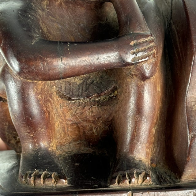 Vintage Asian Hand Carved Thinking Men Wooden Bookends - a Pair For Sale - Image 10 of 12