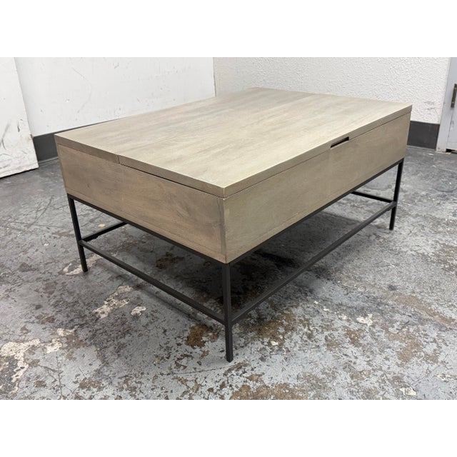 2010s William Sonoma for West Elm Industrial Storage Pop-Up Coffee Table For Sale - Image 5 of 12