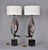 Pair Vintage Italian Brutalist Style Lamps With White Shades For Sale - Image 4 of 10