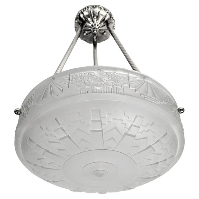 Mid 20th Century French Art Deco Pendant Chandelier by Lorrain Nancy For Sale - Image 5 of 7