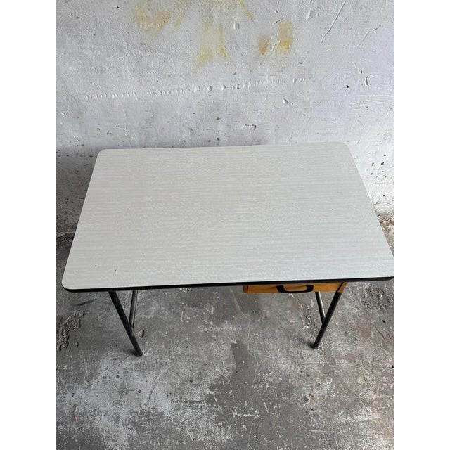 Black Mid-Century Modern Industrial Desk with Two Drawers, 1950s For Sale - Image 8 of 9