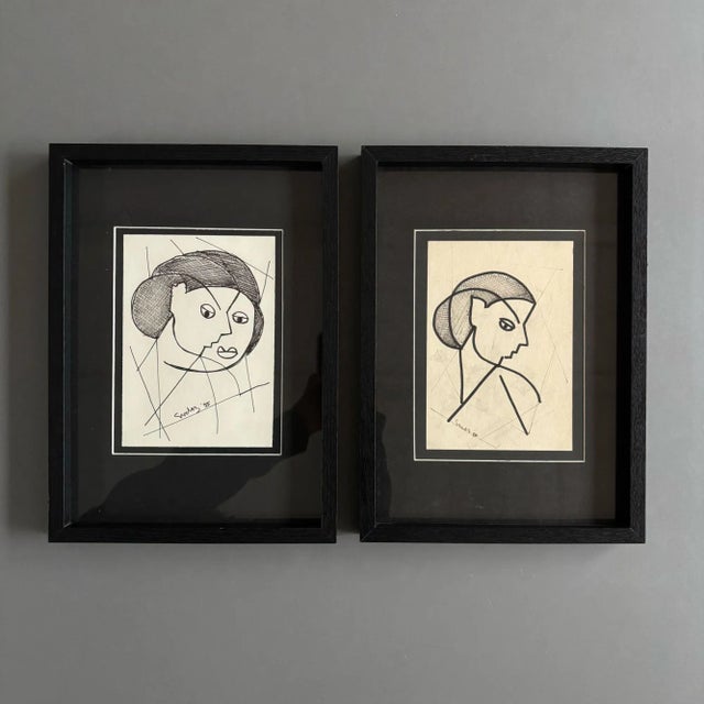 Siep Van Den Berg, Post-War Constructivist Artworks, 1955, Artworks on Paper, Framed, Set of 2 For Sale - Image 10 of 11