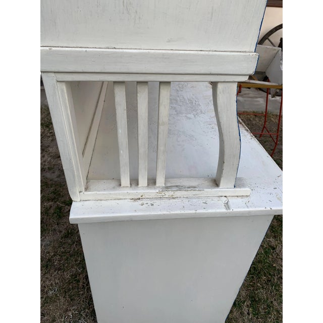 Blue Vintage Glass & Painted Wood Kitchen Cupboard, 1930s For Sale - Image 8 of 11