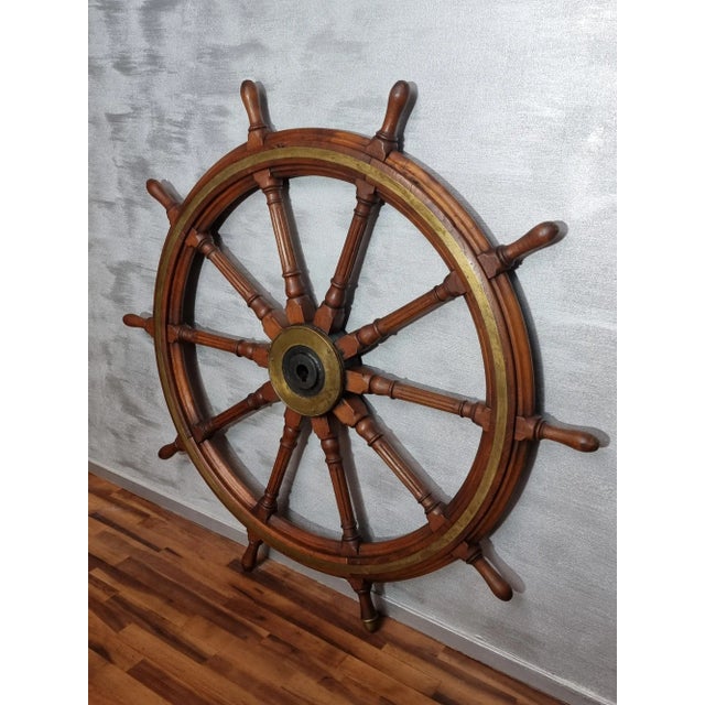 Wood Shipping Steering Wheel with 10 Spokes For Sale - Image 7 of 11