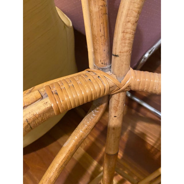 Late 20th Century Vintage Italian Rattan and Wicker Fan Back Chair For Sale - Image 4 of 5