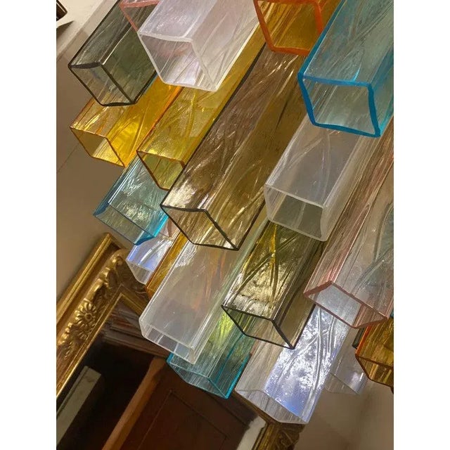 Early 21st Century Multicolored Squared Murano Glass Chandelier by Simoeng For Sale - Image 5 of 9