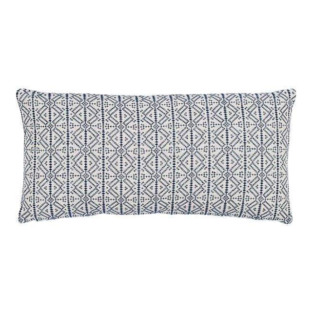 Schumacher X A Rum Fellow Poxte + Lempa 24" Lumbar Pillow in Indigo For Sale