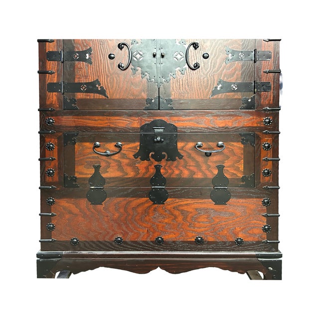 Oriental Brown Black Hardware Drawers Accent Storage Cabinet For Sale In San Francisco - Image 6 of 10