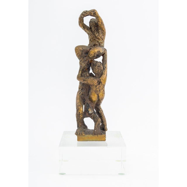 Ernest Bottomley (English, 1934-2006) Acrobatic Figural Group Gilt Bronze Sculpture, signed "EB" to bronze square base,...