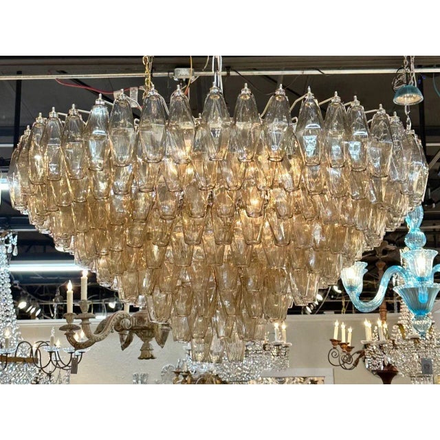 Modern Murano Glass Poliheder Chandelier in Fume Color For Sale - Image 9 of 9