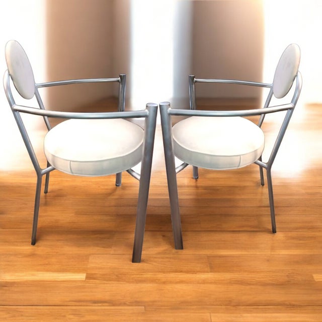 1970s 1970s White Circle Bistro Chairs - Set of 2 For Sale - Image 5 of 8