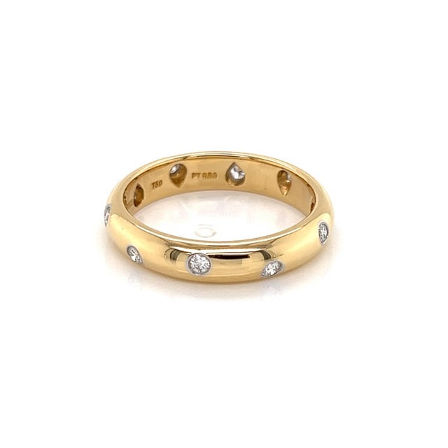 Tiffany & Co. Etoile Diamond 18k Gold Platinum Band Ring - Size 7.5 For Sale In Miami - Image 6 of 7